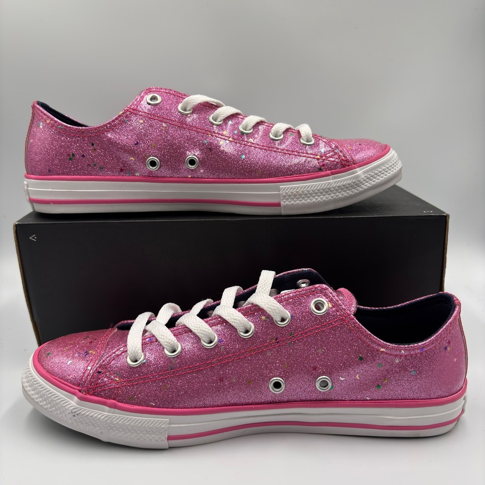 Converse Size 6 All Star Pink Glitter Star Confetti Junior Shoes 665108C